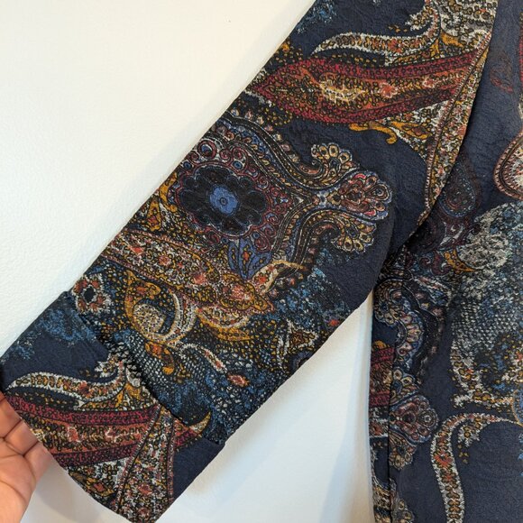 JOSEPH RIBKOFF Swing Jacket 12 Asymmetrical Tapestry One Button Art Paisley - Picture 5 of 10